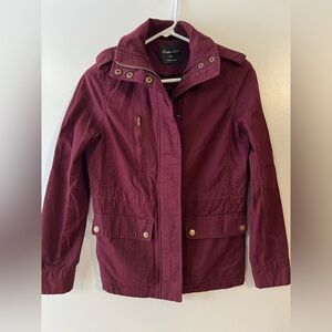Endless Love Women’s Cinched Waist, Burgundy Military Jacket, Size Small